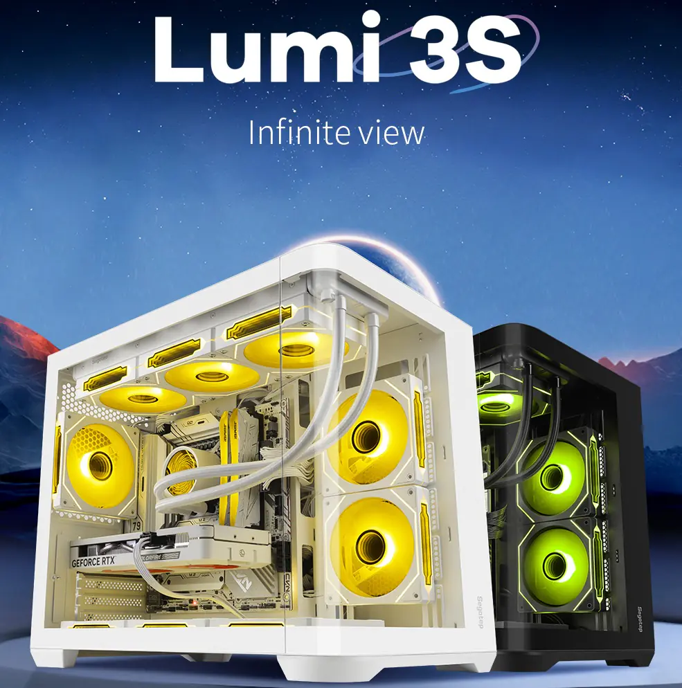 JJJ887876578 Segotep Lumi 3S M-ATX Case | Tempered Glass Side Panel | USB Type-C | High Airflow | Supports 360mm Radiator | Sleek Compact Gaming Case | White - Image 1