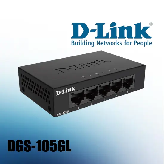 D-Link DGS-105GL 5-Port Gigabit Desktop Switch | Metal Casing | QoS | Plug-and-Play | Fanless Silent Operation | Energy Efficient