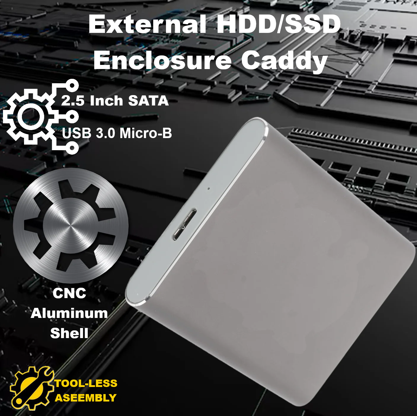 Z18-3.0 ENCLOSURE SATA TO USB 3.0 2.5" HDD ALUMINUM GRAPHITE GREY EXTERNAL CASE 2.5 Inch SATA To USB 3.0 Micro-B External HDD/SSD Enclosure Caddy With CNC Aluminum Shell, 6Gbps Speed, Plug & Play, Tool-Free Design | GREY – Case Only 