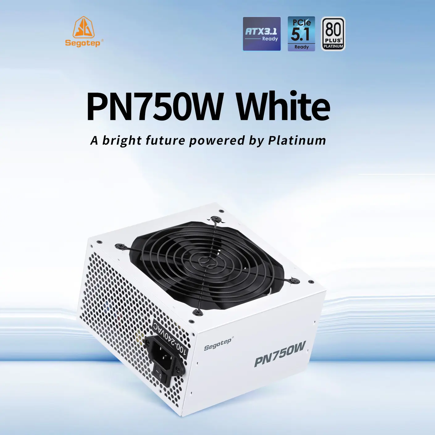 Segotep PN750W | 80+ Platinum | ATX 3.1 | 750W Fully Modular PSU | PCIe 5.1 | AI Temp Control | Silent Fan | Premium Power for Modern PCs | White