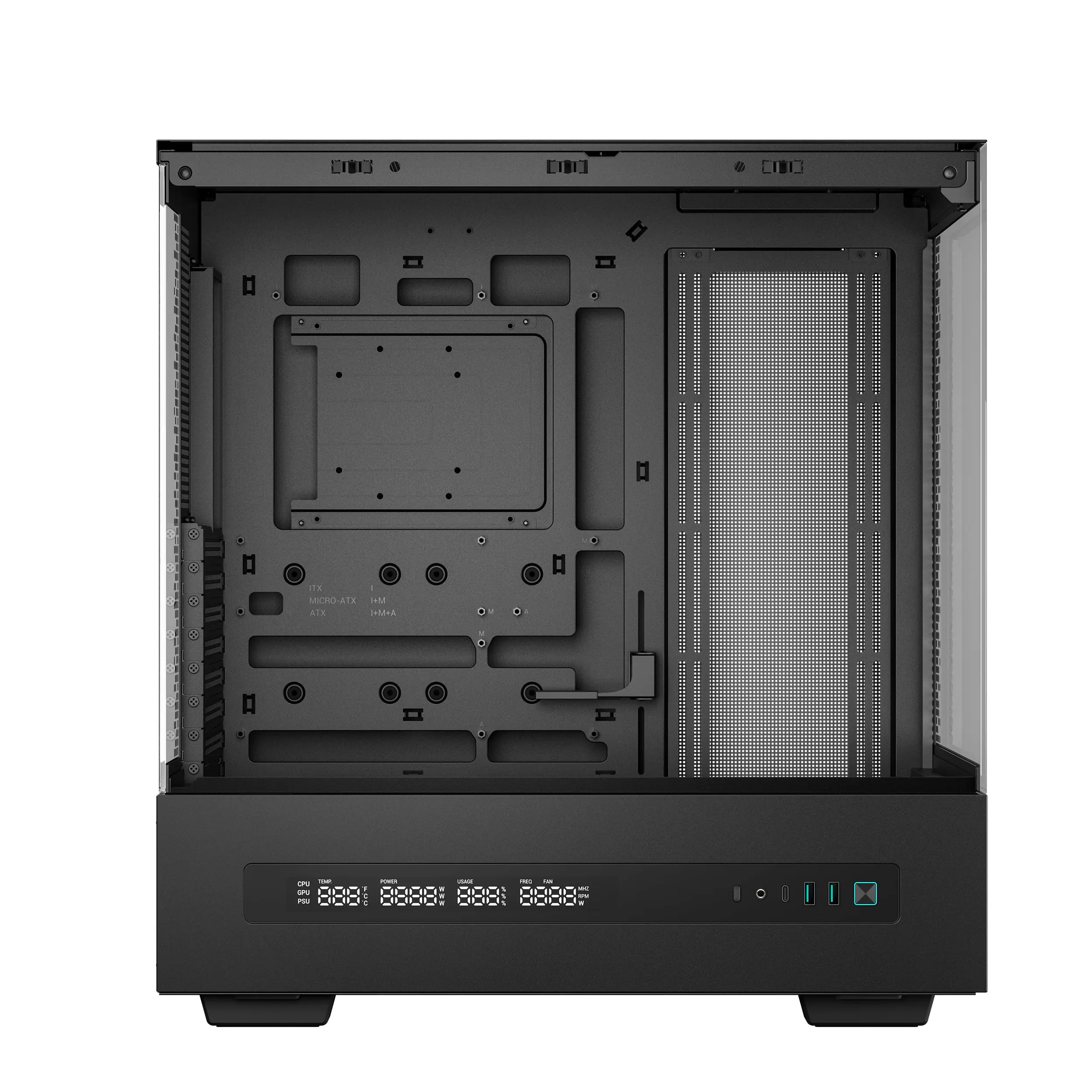 R-CH690-BKNNA0D-G-1 (8) R-CH690-BKNNA0D-G-1 DEEPCOOL CH690 DIGITAL MID TOWER MINI-ITX 450mm BLACK GAMING CASE DeepCool CH690 DIGITAL PC Case With Digital Display, Glass Panel, GPU Holder, USB-C, 450mm GPU, 420mm Radiator, ATX Support, 8 Slots, 3.5”+2.5” Drive Bays, Mesh Mod Option | BLACK