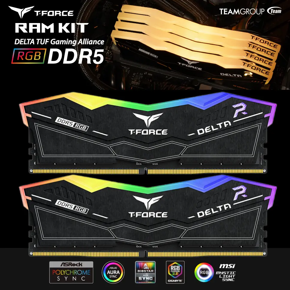 dfhcd7cb20 Delta RGB DDR5 RAM Kit 32GB 6000MHz CL30 FF3D532G6000HC38ADC0 Delta RGB DDR5 RAM Kit 32GB 6000MHz CL38 TEAMGROUP T-Force Delta RGB DDR5 Ram 32GB (2x16GB) 6000MHz PC5-48000 CL38 Intel XMP 3.0 & AMD Expo Compatible Desktop Memory Module RAM | BLACK FF3D532G6000HC38ADC01
