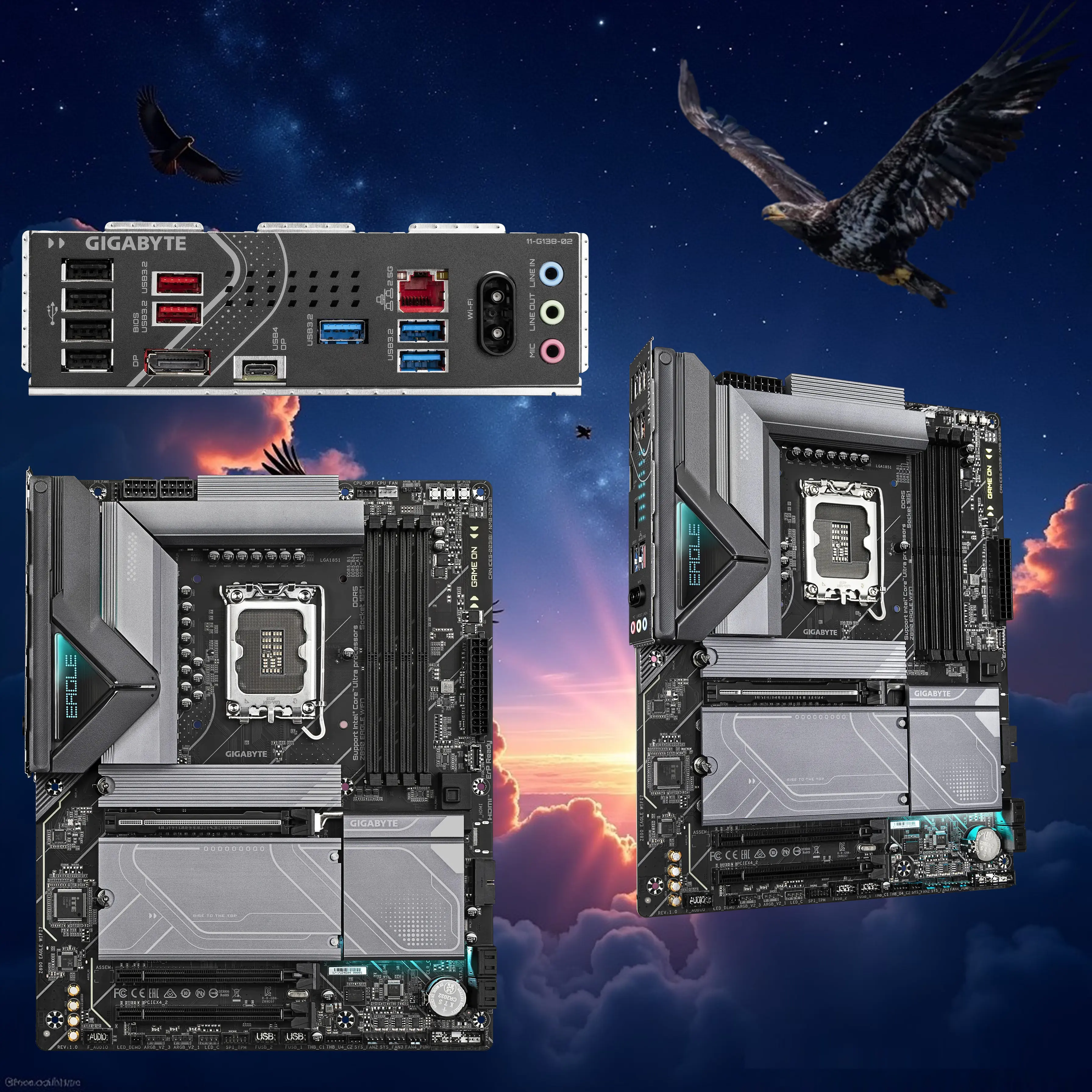 GIG-Z890-EAGLE-WIFI7 GIGABYTE Z890 EAGLE WIFI 7 MOTHERBOARD AM5 Gigabyte Z890 Eagle WiFi7 ATX Motherboard With Intel Ultra CPU Support, DDR5 9200MT/s, PCIe 5.0, 4x M.2, USB4 Type-C, Wi-Fi 7, EZ-Latch, Smart Fan 6 & AI BIOS GIGABYTE Z890 EAGLE WIFI7 Motherboard Supports Intel® Core™ Ultra processors : 14+1+2 VRM, DDR5 9200 MT/s, PCIe 5.0, Wi-Fi 7, USB4 Type-C, 4x M.2 Slots, EZ-Latch, AI Optimization, Ultra Durable Design