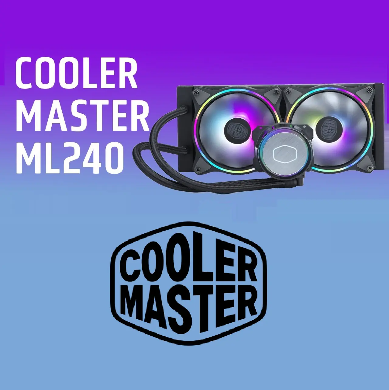 Cooler Master MasterLiquid ML240 Vivid AIO Liquid Cooler with LCD Display, ARGB Fans, 240mm Radiator, PWM Control, Supports LGA1200, AM4 | Black