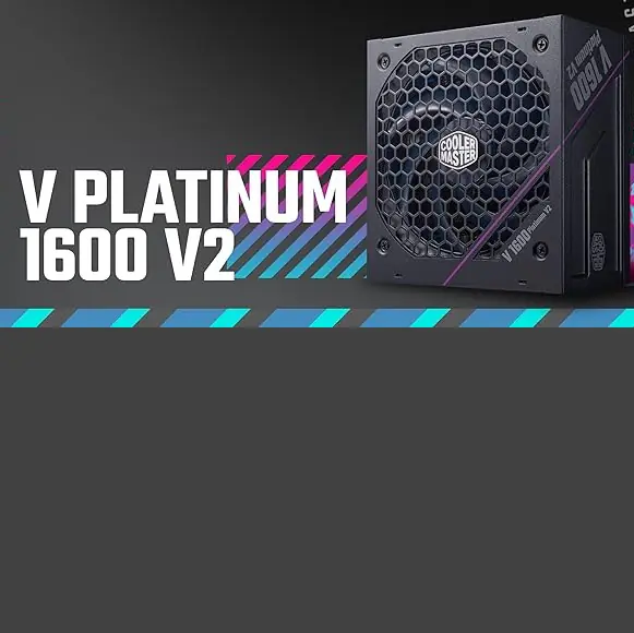 'jkjiu''' Cooler Master V Platinum V2 1600W PSU | ATX 3.1, PCIe 5.1 | Dual 40-Series GPU Support | 80+ Platinum | Fully Modular | 135mm Ultra-Quiet Fan | Black - Image 1