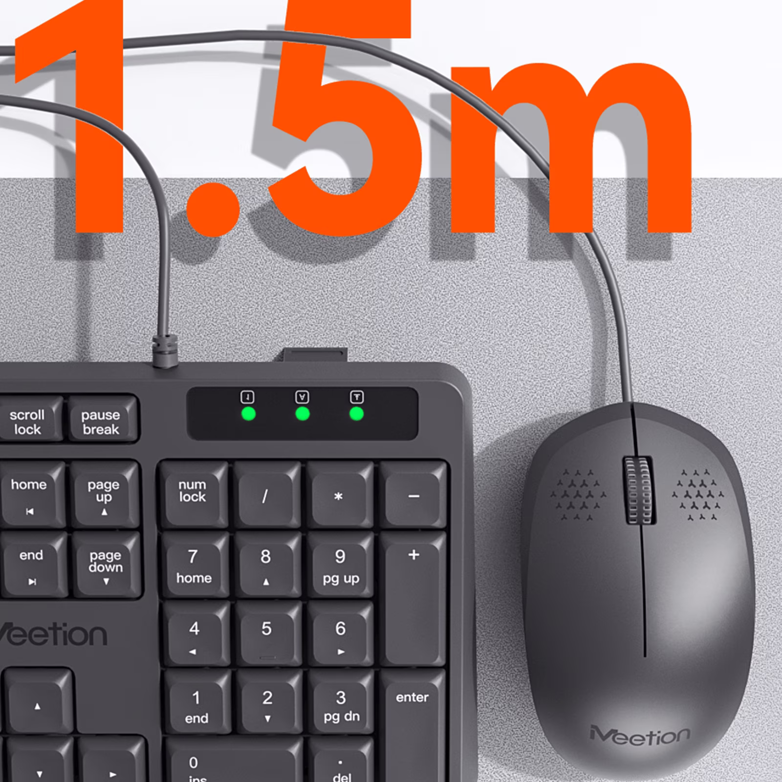 png80-t3-scale100 (7) MEETION C235 Silent Wired Keyboard & Mouse Combo | Full-Size | Splash-Proof | USB Plug & Play | 104 Keys | 1200 DPI Mouse | Whisper-Quiet | Black - Image 9
