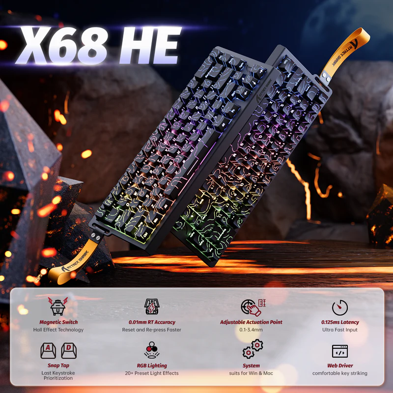 1_9e6ad20c-7a5d-4567-bf47-41ffe49ad37a (1) Attack Shark Black Contour Line Magnetic Gaming Keyboard – 60% Layout, 0.01mm Rapid Trigger, 8000Hz Polling, Adjustable Hall Switches, RGB, USB-C, PBT Keycaps – Wired - Image 1