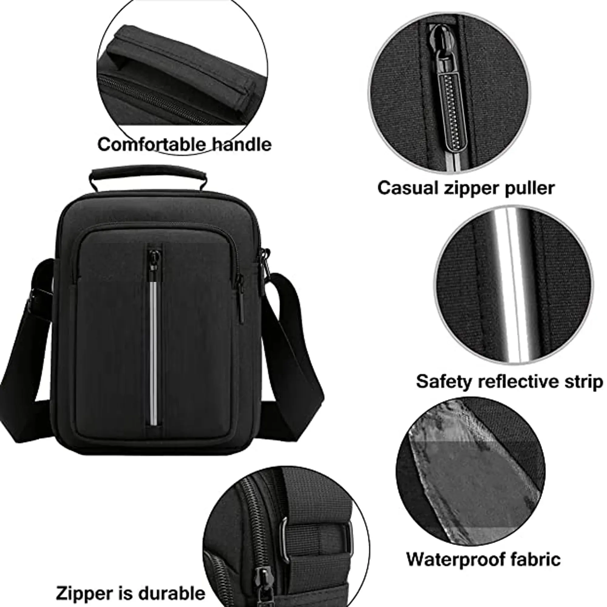 EZ EXP038 SLING BAG: Multi-Pocket Storage, Lightweight Unisex Crossbody for Work, Travel & Outdoors | BLACK