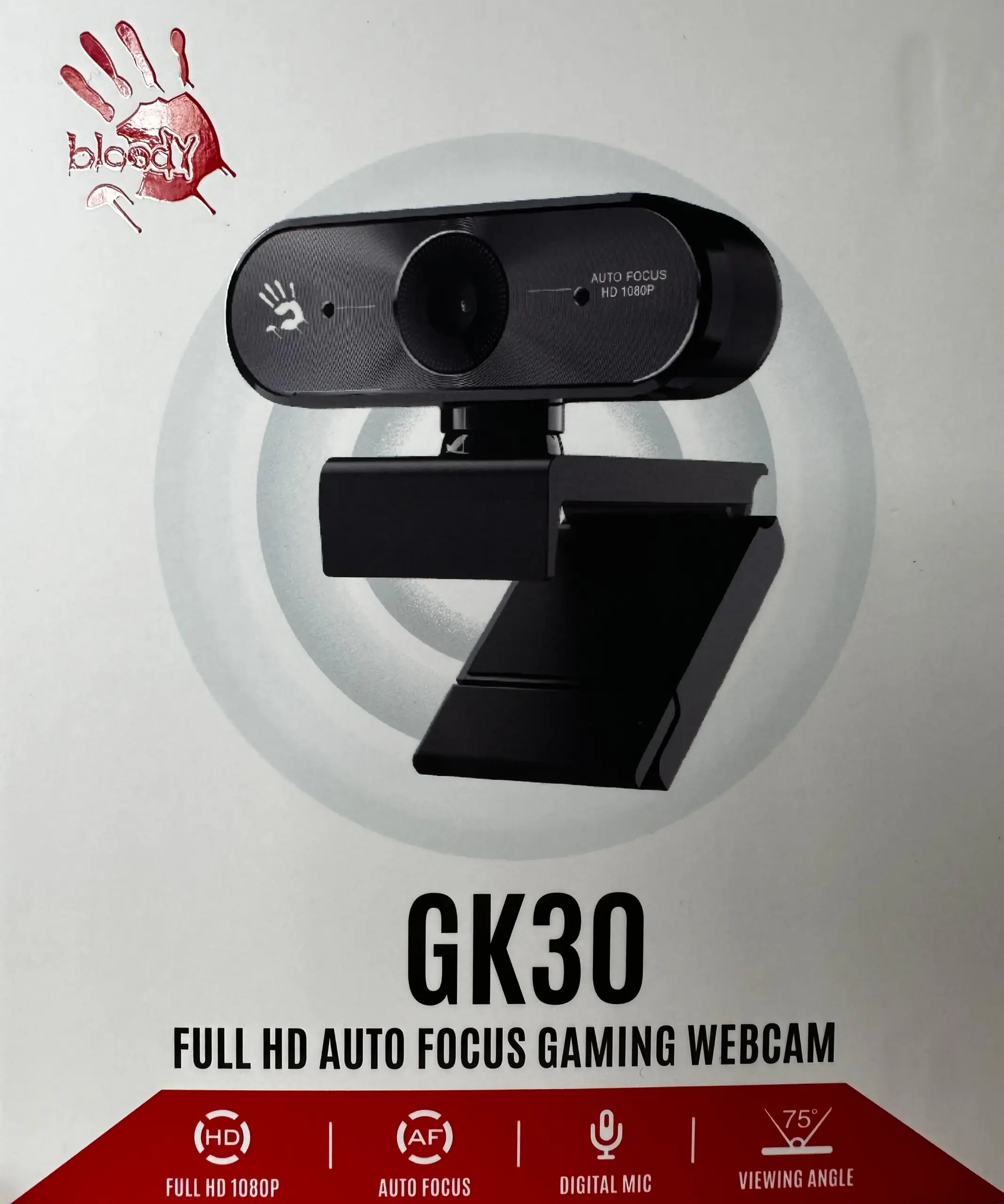 2d69c3db-a4b4-4b5c-b47d-6e09eb909687 BLOODY GK30 FHD 1080P Gaming Webcam – Auto Focus, Digital Mic, Low-Light Performance, 360° Rotation, Tripod Compatible, Privacy Cover – USB 2.0 – Black - Image 1