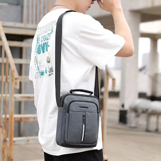 EZ EXP038 SLING BAG: Multi-Pocket Storage, Lightweight Unisex Crossbody for Work, Travel & Outdoors | GREY