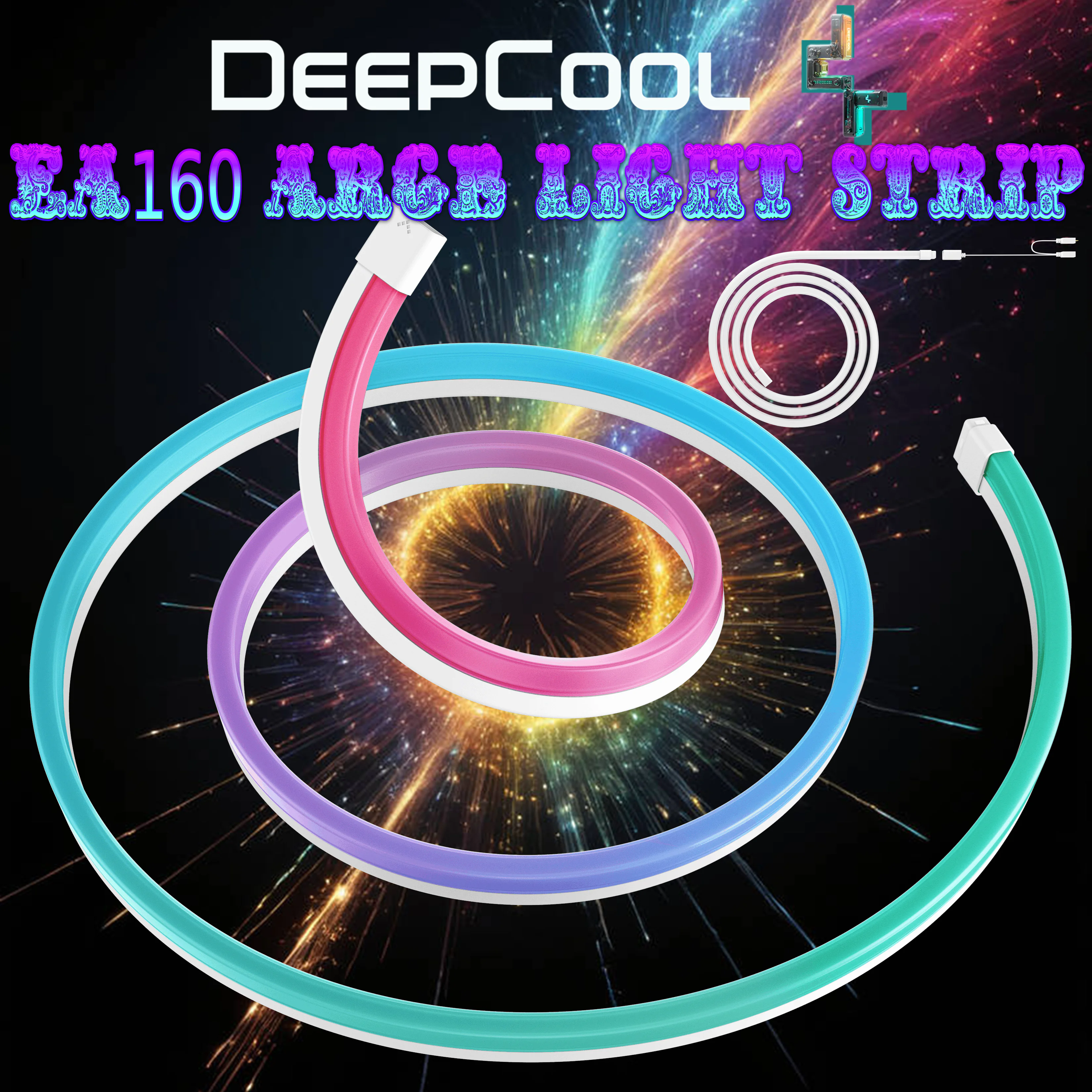 EA160 ARGB Light Strip EA0160 DEEPCOOL EA0160 LUMINOUS ARGB 3-PIN STRIP 1600mm WHITE DeepCool EA160 ARGB PC Light Strip With 96 SMD3535 LEDs, 1600mm Flexible Silicone Body, Translucent Diffuser, 3M Mounting Clips, And Motherboard Sync Support | WHITE
