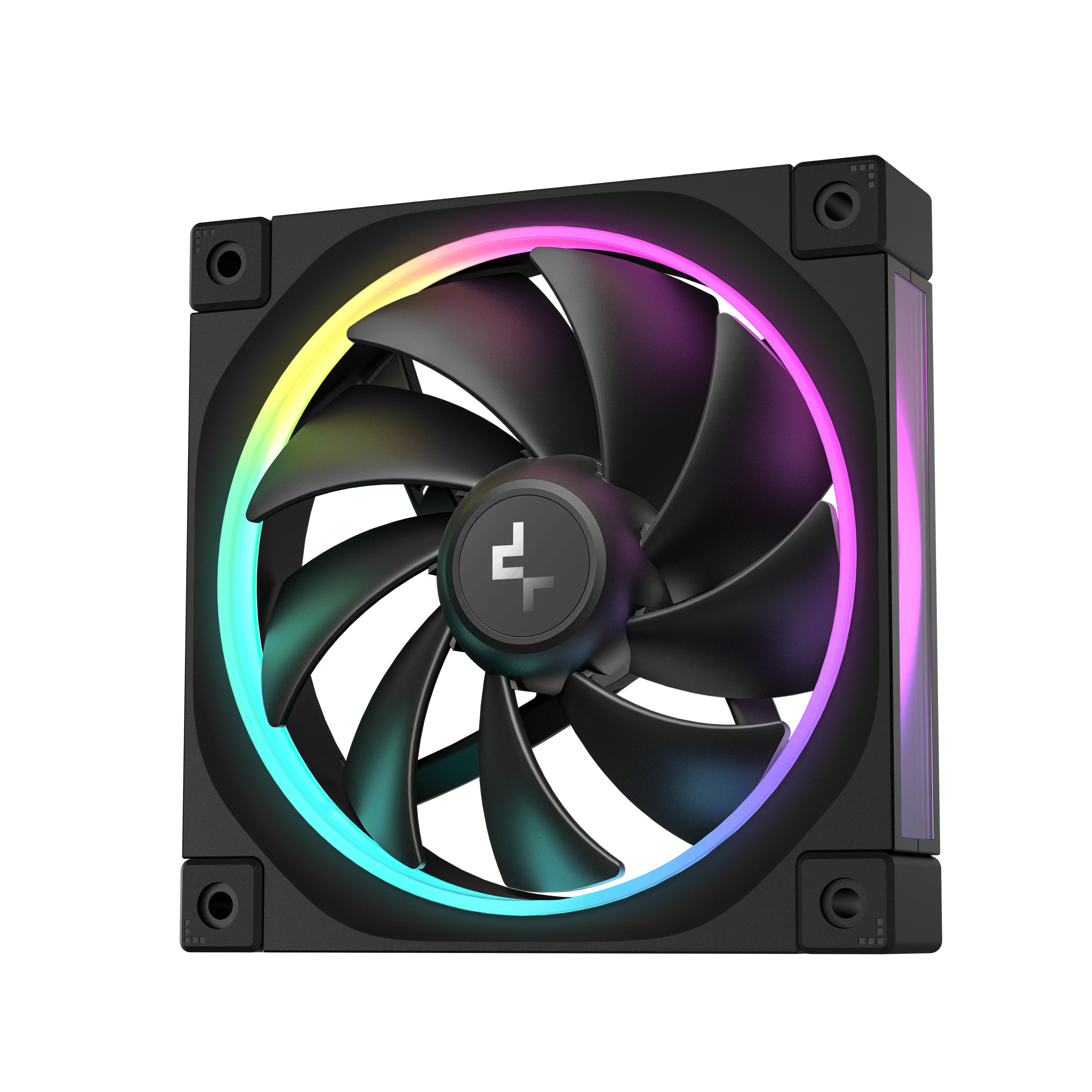 FL12-3 IN 1- (2) R-FL12-BKAPN3-G DEEPCOOL FAN FL12 ARGB 3IN1 120×120×25 mm 3-PIN 5V - BLACK DeepCool FL12-3 IN 1 ARGB PWM Fan Kit, 120mm x3, 500–2150 RPM, 55 CFM, ≤32 dB, Fluid Dynamic Bearing, 36 Gen2 LEDs, PBT Frame, 8-Pin Daisy Chain, Anti-Vibration Pads | BLACK