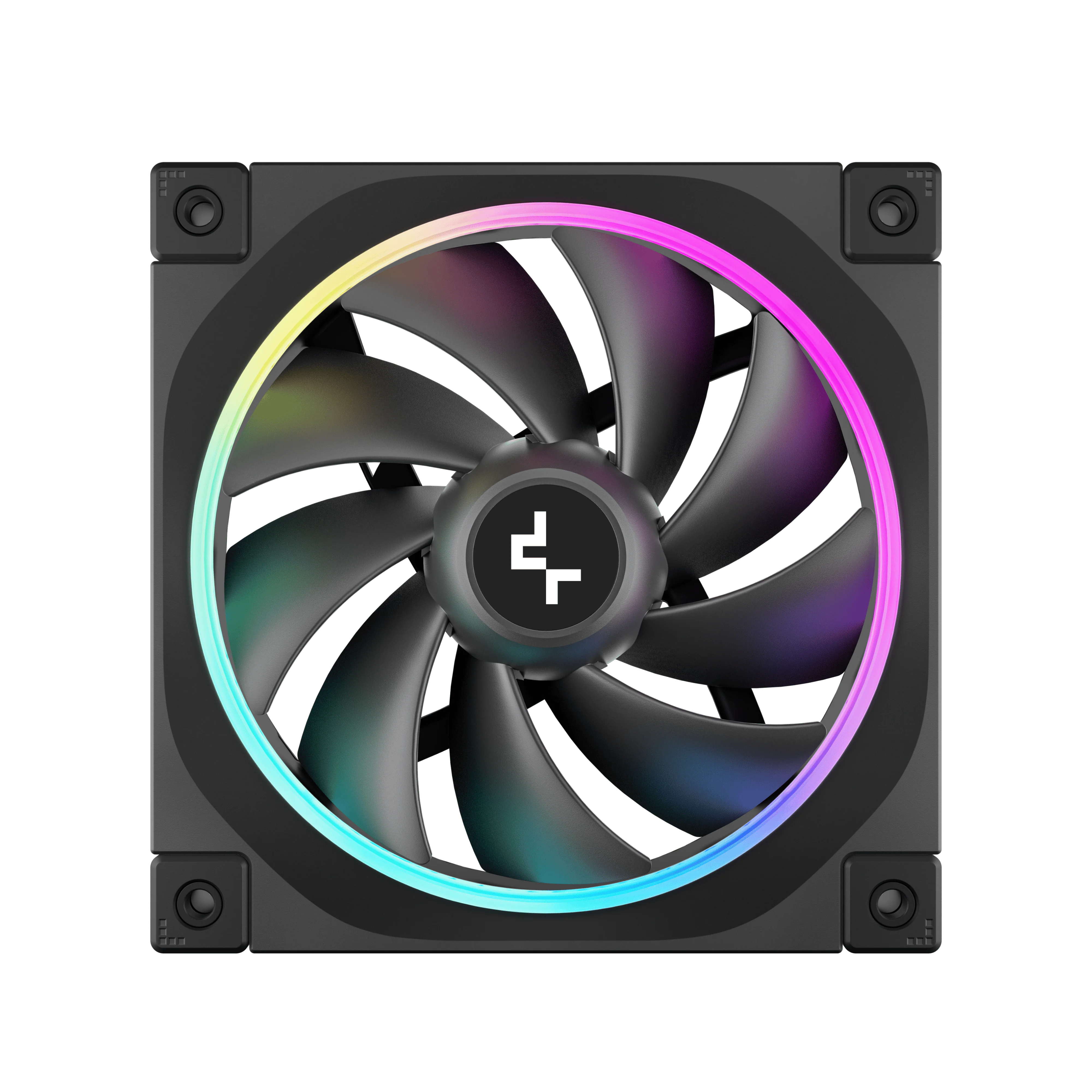 FL12-3 IN 1- (4) R-FL12-BKAPN3-G DEEPCOOL FAN FL12 ARGB 3IN1 120×120×25 mm 3-PIN 5V - BLACK DeepCool FL12-3 IN 1 ARGB PWM Fan Kit, 120mm x3, 500–2150 RPM, 55 CFM, ≤32 dB, Fluid Dynamic Bearing, 36 Gen2 LEDs, PBT Frame, 8-Pin Daisy Chain, Anti-Vibration Pads | BLACK