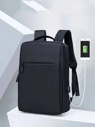 EZ W044 BACKPACK BAG EXP022: 15.6" Laptop Compartment, Fully Waterproof Nylon, Multi-Layer Storage & Air Cushion Straps – Business & Travel-Ready Unisex Backpack | BLACK