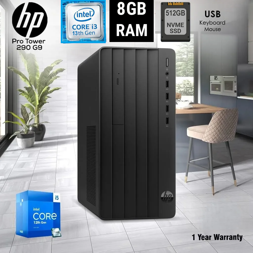 HP Pro Tower 290 G9 Desktop PC (A54XGET) A54XGET HP DESKTOP 290 G9 PRO TWR/INTEL I5 13500 8GB 512GB SSD/DOS HP Pro Tower 290 G9 Desktop PC Intel® Core™ i5-13500 | 8GB DDR4 RAM ; 512 GB  NVMe™  SSD | Intel® UHD Graphics 770 | DOS | Includes HP 125 Wired Keyboard and Mouse | BLACK (A54XGET)