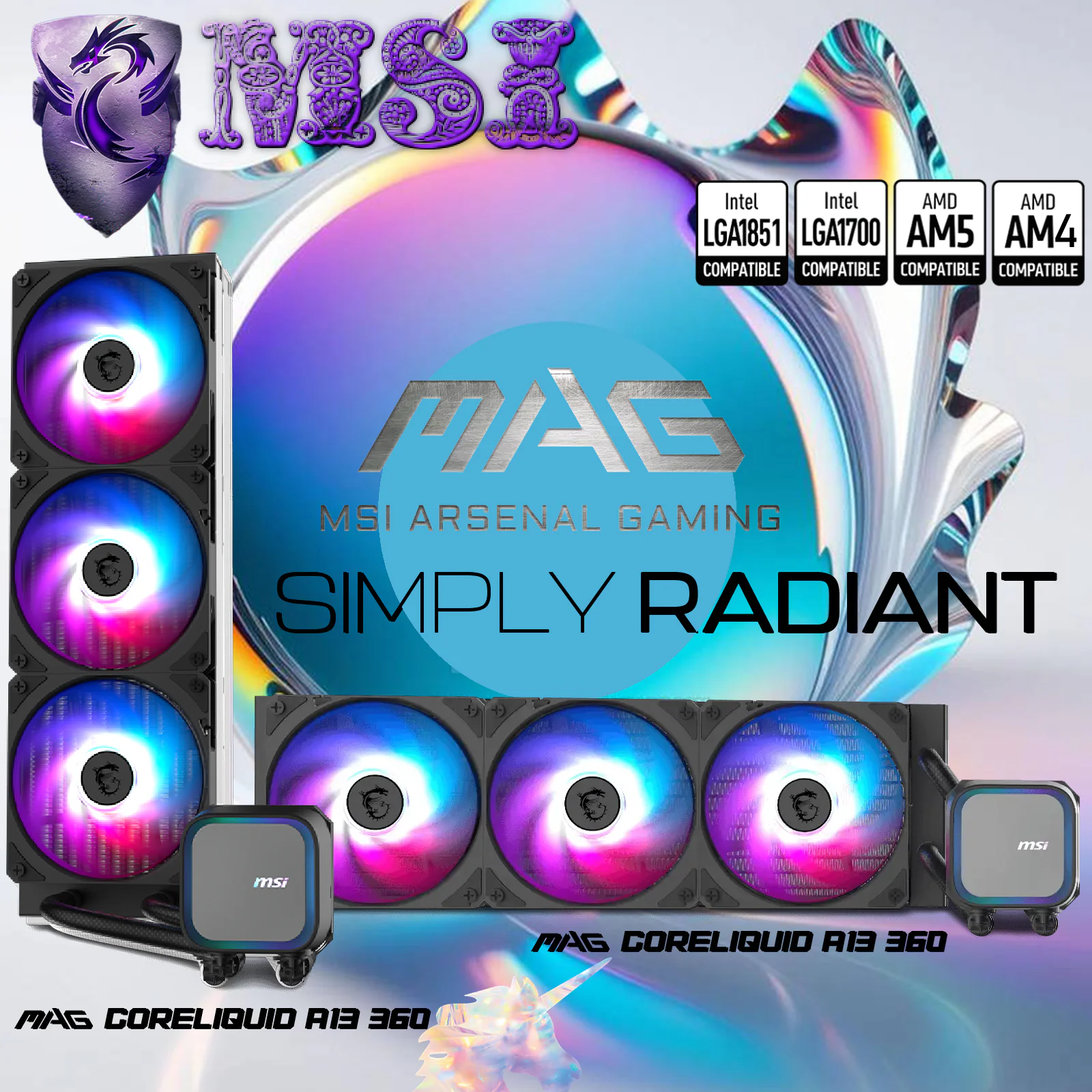 306-7ZWDA11-L80 MSI LIQUID COOLER MAG CORELIQUID A13 360 ARGB AIO BLACK