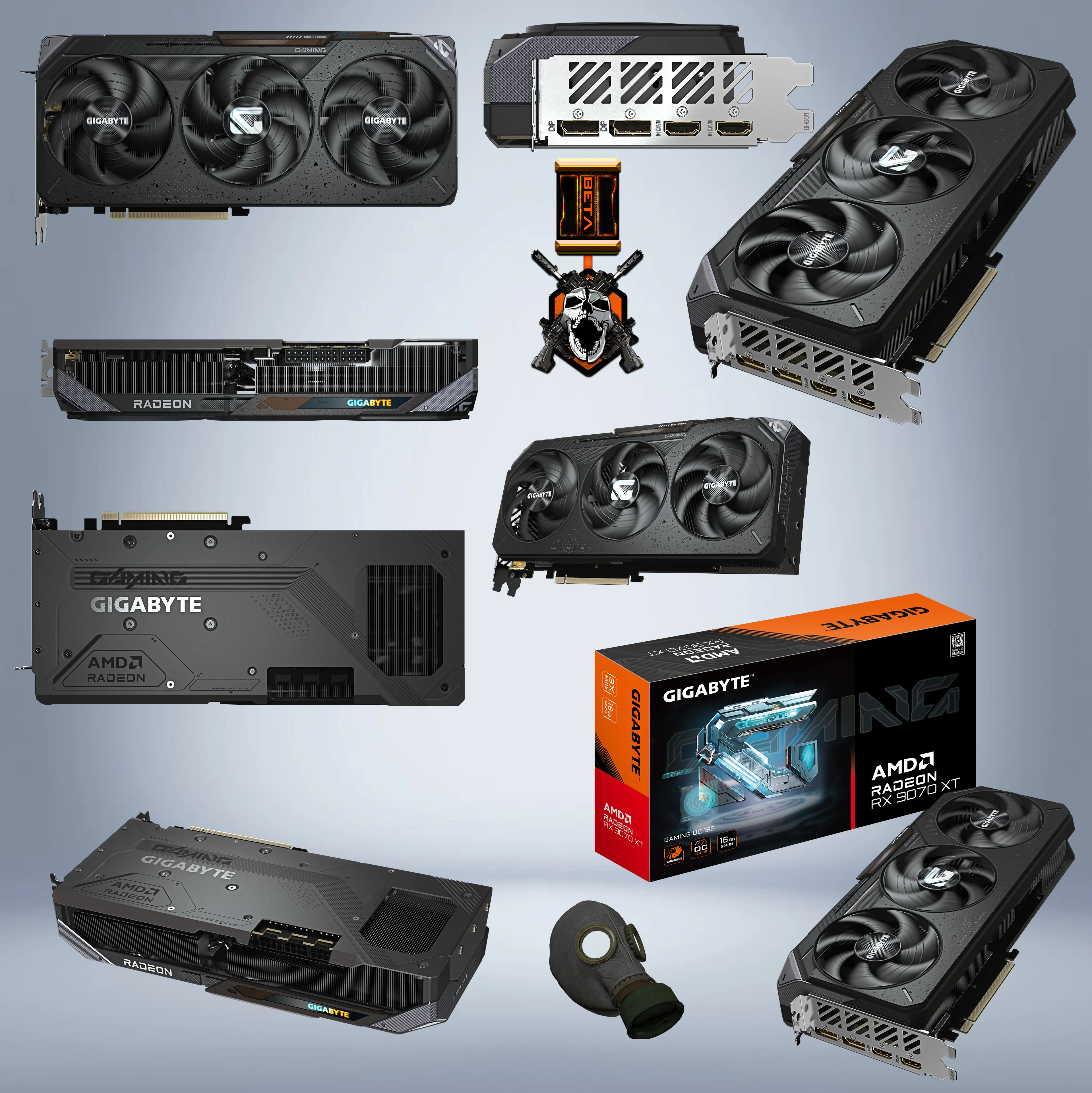 Radeon™ RX 9070 XT GAMING OC 16G ---all images --- 9VR907XTGO-00-G10 GIGABYTE RX 9070 XT GAMING OC 16GB 3X Gigabyte Radeon™ RX 9070 XT GAMING OC 16G GPU With 3060MHz Boost Clock, 16GB GDDR6, PCIe 5.0, WINDFORCE Cooling, RGB, Dual BIOS, DisplayPort 2.1a, HDMI 2.1b | BLACK GV-R9070XTGAMING OC-16GD