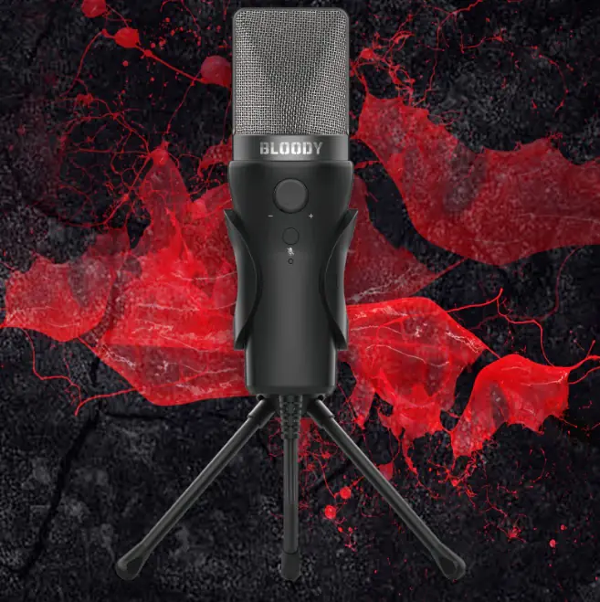 Screenshot 2025-05-03 153453 BLOODY GM20 Wired Gaming Microphone – Cardioid Condenser Mic with Pop Filter, Mute Button, Volume Control, Tripod Stand, 16-Bit/48kHz, USB – Black - Image 1