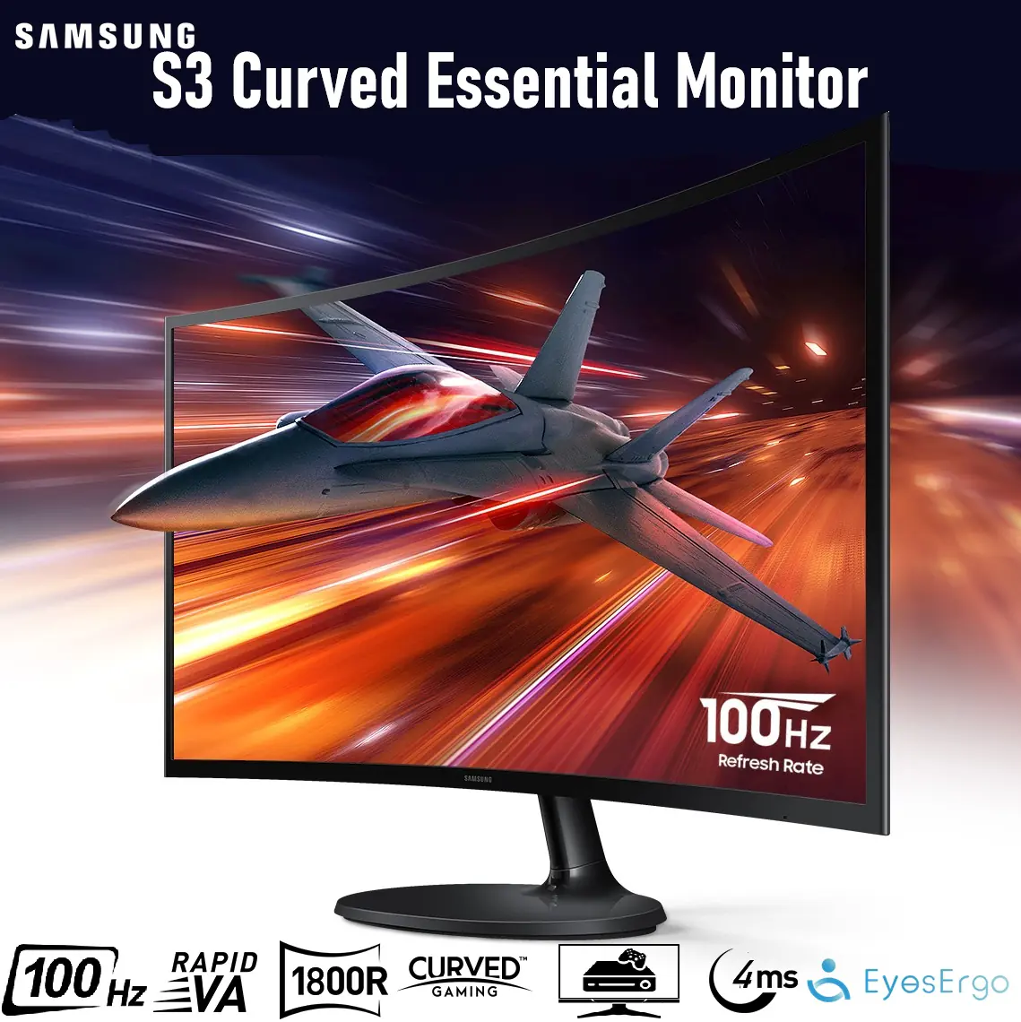 in-feature-smooth-performance-for-your-content-543597154 LS24D360GAU SAMSUNG 24" CURVED MONITOR 100HZ SAMSUNG S3 Curved Monitor 24-Inch 1800R With 100Hz Refresh Rate , 4ms, Eye Saver Mode, Game Mode, TÜV Certification, HDMI & D-Sub Ports – Immersive Visuals & Enhanced Productivity