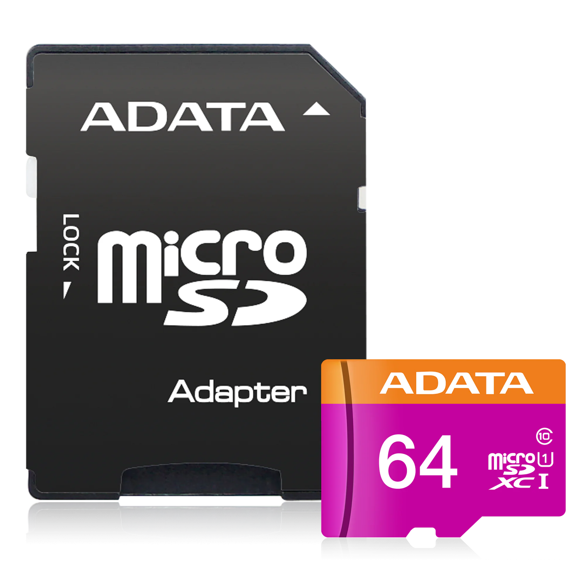 microcard_premier_uhs_i_cl10_adapter_pd_2000x2000_64g ADATA 64GB microSDXC Card – UHS-I Class 10, 80MB/s Read, FHD Video Support, Durable, With SD Adapter - Image 1