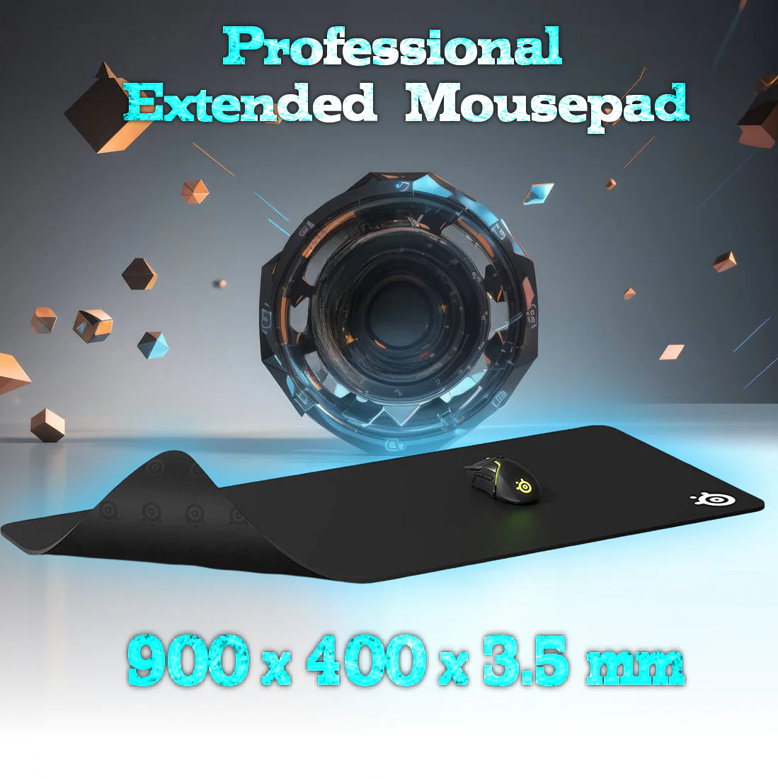 szdhf-extended(900 x 400 x 3.5 mm ) MOUSEPAD-STEELSERIES MOUSEPAD SOFT 90*40 STEELSERIES PRINTED COPY Extra Thick Extended Heavy Gaming Mousepad With Micro-Woven Cloth, Non-Slip Rubber Base, 900x400x3.5 mm Surface, Optical & Laser Sensor Precision, Washable Design | BLACK