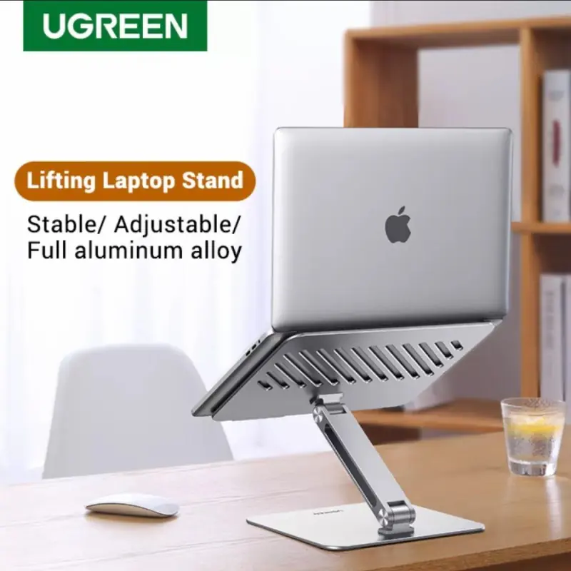 UGREEN Adjustable Laptop Stand – Aluminum, Silver, Compatible with 13"–17.3" Laptops, Foldable, 15KG Load, Ultra-Light 270g, Heat Dissipation Design