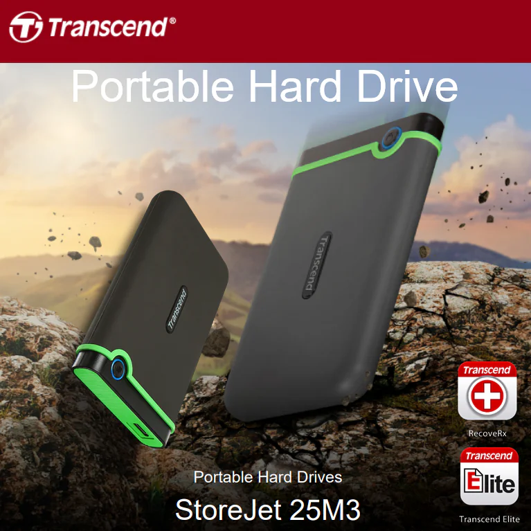 TS2TSJ25M3S EXTERNAL TRANSCEND STOREJET 2TB USB3.1 GEN1 2.5" PORTABLE HDD ANTI SHOCK
