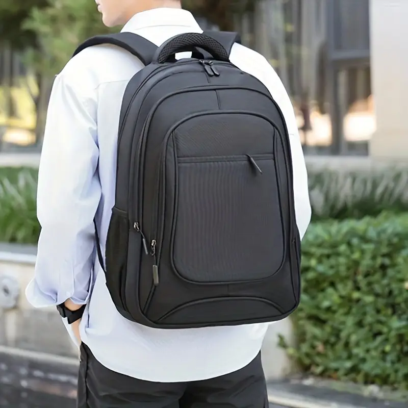 EZ W052 17" Black Backpack Bag – Multi-Compartment Laptop Backpack with Side Bottle Pocket – Adjustable, Stylish & Durable for School, Work, Travel