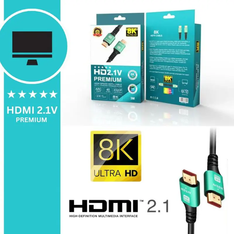 HDMI 8K Cable 5M – Ultra HD 8K@60Hz, 4K@120Hz, HDMI 2.1, 48Gbps, Dynamic HDR, eARC, 12-bit Color, Nylon Braided, Gold-Plated for TV, PS5, Xbox, Projector, PC