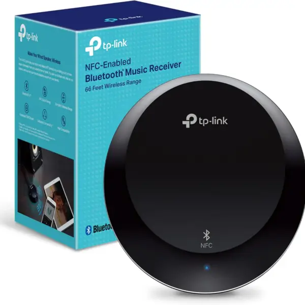 TP-Link HA100 NFC-Enabled Bluetooth Music Receiver – Wireless Streaming, 20m Range, Bluetooth 4.1, USB Powered, 3.5mm & RCA Output, for Home Stereo Systems