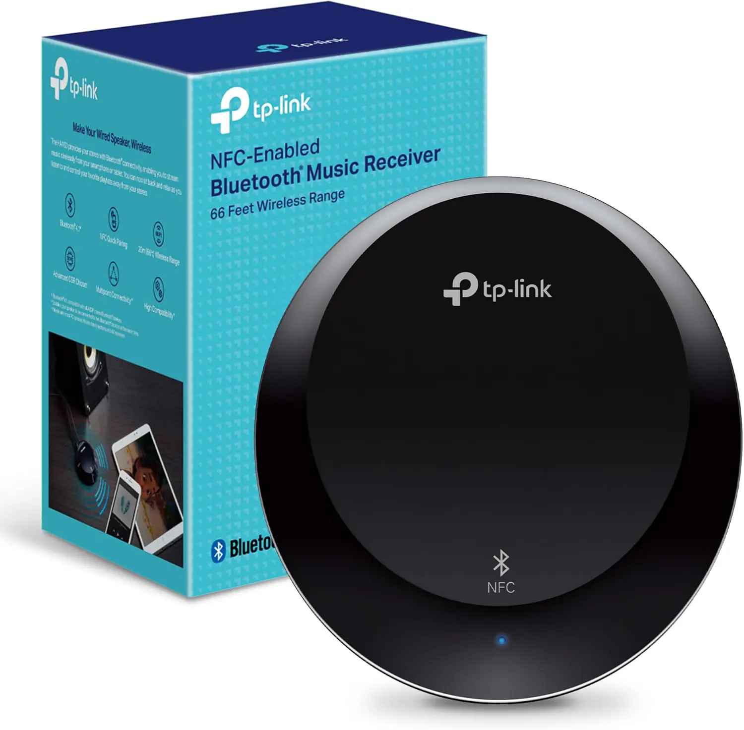 TP-Link HA100 NFC-Enabled Bluetooth Music Receiver – Wireless Streaming, 20m Range, Bluetooth 4.1, USB Powered, 3.5mm & RCA Output, for Home Stereo Systems