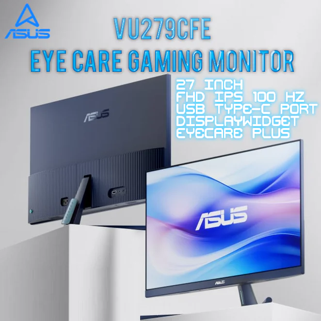 90LM09IK-B01K70  ASUS VU279 27" 100HZ IPS EYE CARE WIDE SCREEN  ASUS Eye Care Gaming Monitor – 27" FHD IPS Display With 100Hz Refresh Rate, 1ms Response Time, USB-C With 15W Power Delivery, Adaptive-Sync, And DisplayWidget Center | VU279CFE-B