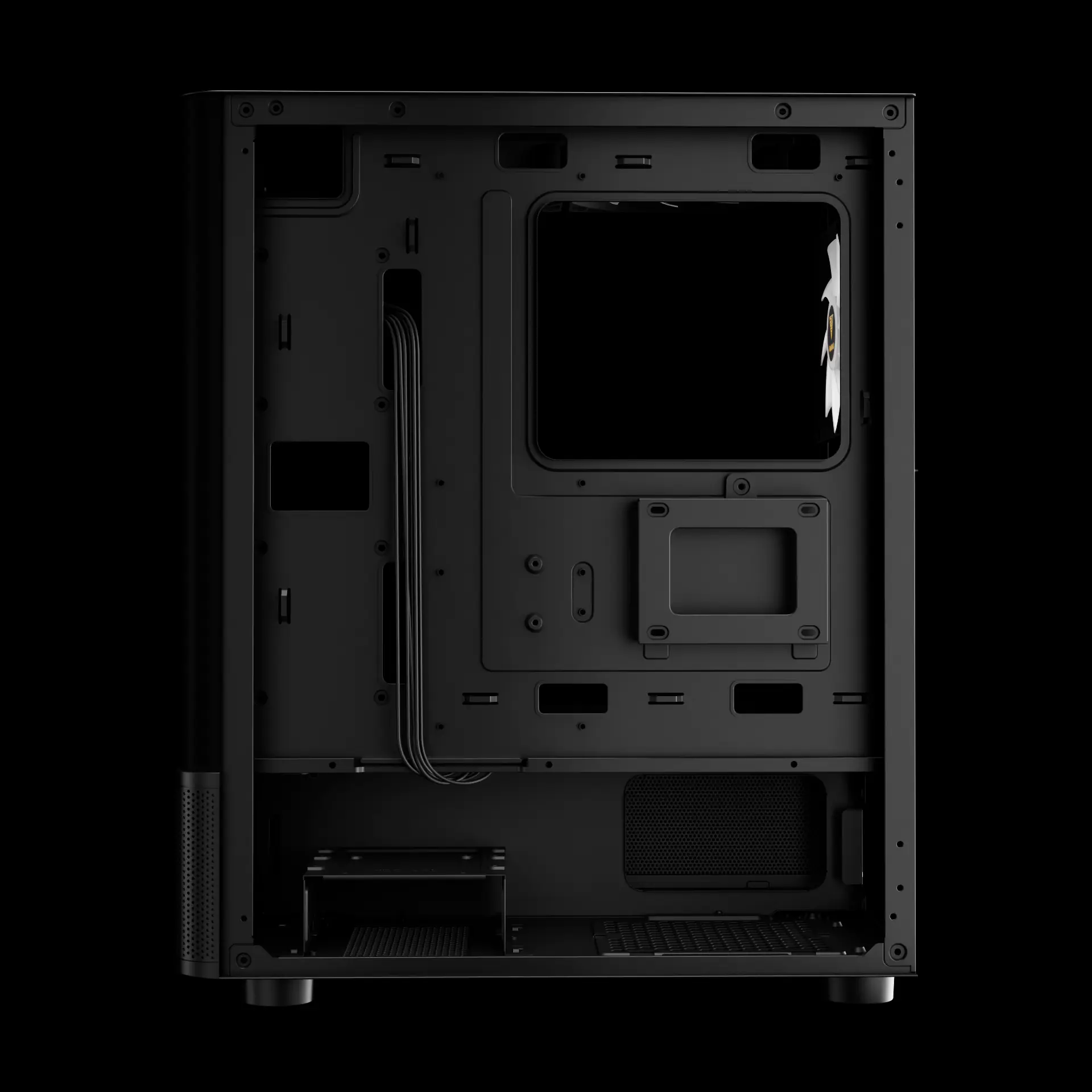 ATLAS_E2_CG_Exh7 ATLAS-E2-CG-BK GAMDIAS Atlas E2 CG  Mid Tower PC Case With Curved Tempered Glass, Real-Time Display, 3 ARGB Fans, GPU Support Up To 340mm, And Perforated Airflow Ventilation | BLACK