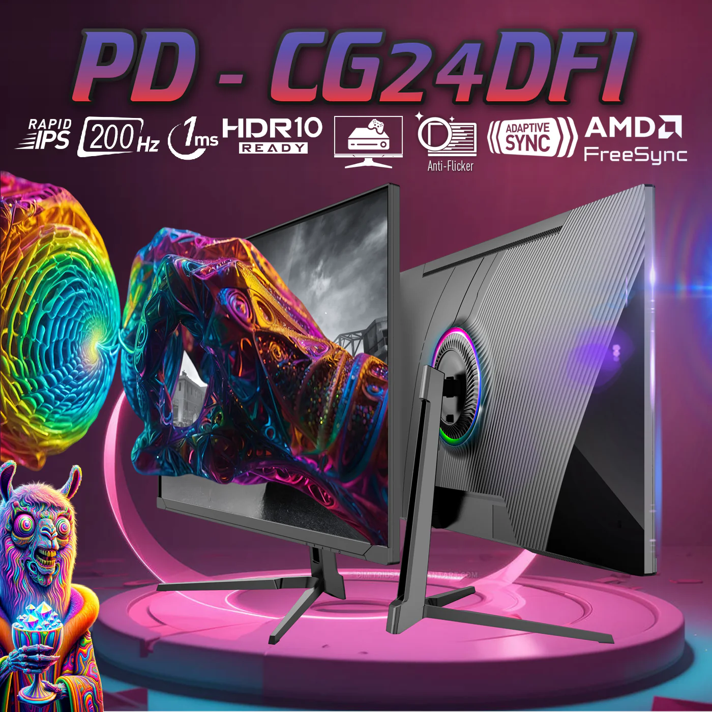 CG24DFI-200HZ CG24DFI-200HZ PD GAMING MONITOR 200HZ 24" IPS PANEL 1920*1080 IPS PANEL BLACK Perfect Display CG24DFI-200Hz 23.8” Fast IPS 200Hz RGB Monitor With Build-in Speakers Refresh Rate, 1ms OD Response Time, FreeSync/G-Sync, HDR, 99% sRGB, Dual Speakers, VESA Mount, HDMI + DP | BLACK