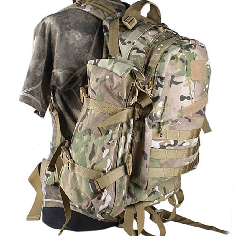 EZ W825 15.6" Heavy-Duty Outdoor Backpack – Camel Green  – Tactical Hiking & Camping Bag with Chest & Hip Belts (EXP027)