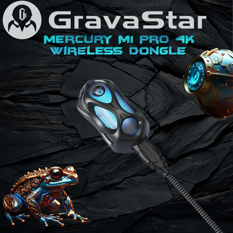 504902-MERCURY-M1P-B GRAVASTAR DONGLE 4K MERCURY M1 PRO WIRELESS BLACK GravaStar Mercury M1 Pro 4K Wireless Dongle With 4000Hz Polling Rate, 0.25ms Response, Ambient Battery Indicator & Type-C Interface For Ultra-Fast Gaming Performance