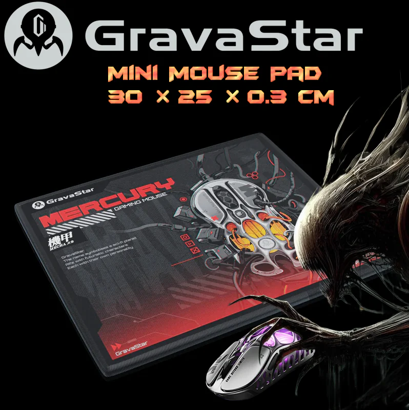 Mini Mouse Pad 505572-MINI-MOUSEPAD GRAVASTAR MINI MOUSEPAD 30 × 25 × 0.3 cm  GravaStar Mini Mouse Pad With 30×25×0.3cm Micro-Textured Surface, Anti-Fray Edges, Non-Slip Rubber Base & Ultra-Thin Design For Compact Gaming Setups & DPI Precision