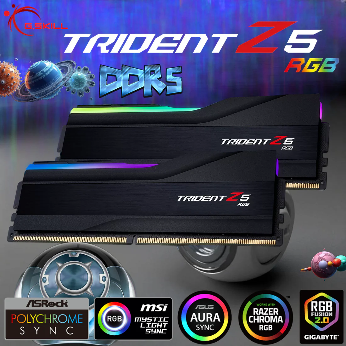6400J3239F48GX2-TZ5R RAM GSKILL TRIDENT Z5 RGB 96GB (48X2) 6400MHZ BLACK G.SKILL Trident Z5 RGB Series DDR5 RAM 96GB Kit (2x48GB) 6400MT/s CL32 1.35V (Intel XMP 3.0) Desktop Computer Memory UDIMM with Heatspreader, RGB Sync Compatible | Matte Black F5-6400J3239F48GX2-TZ5RK