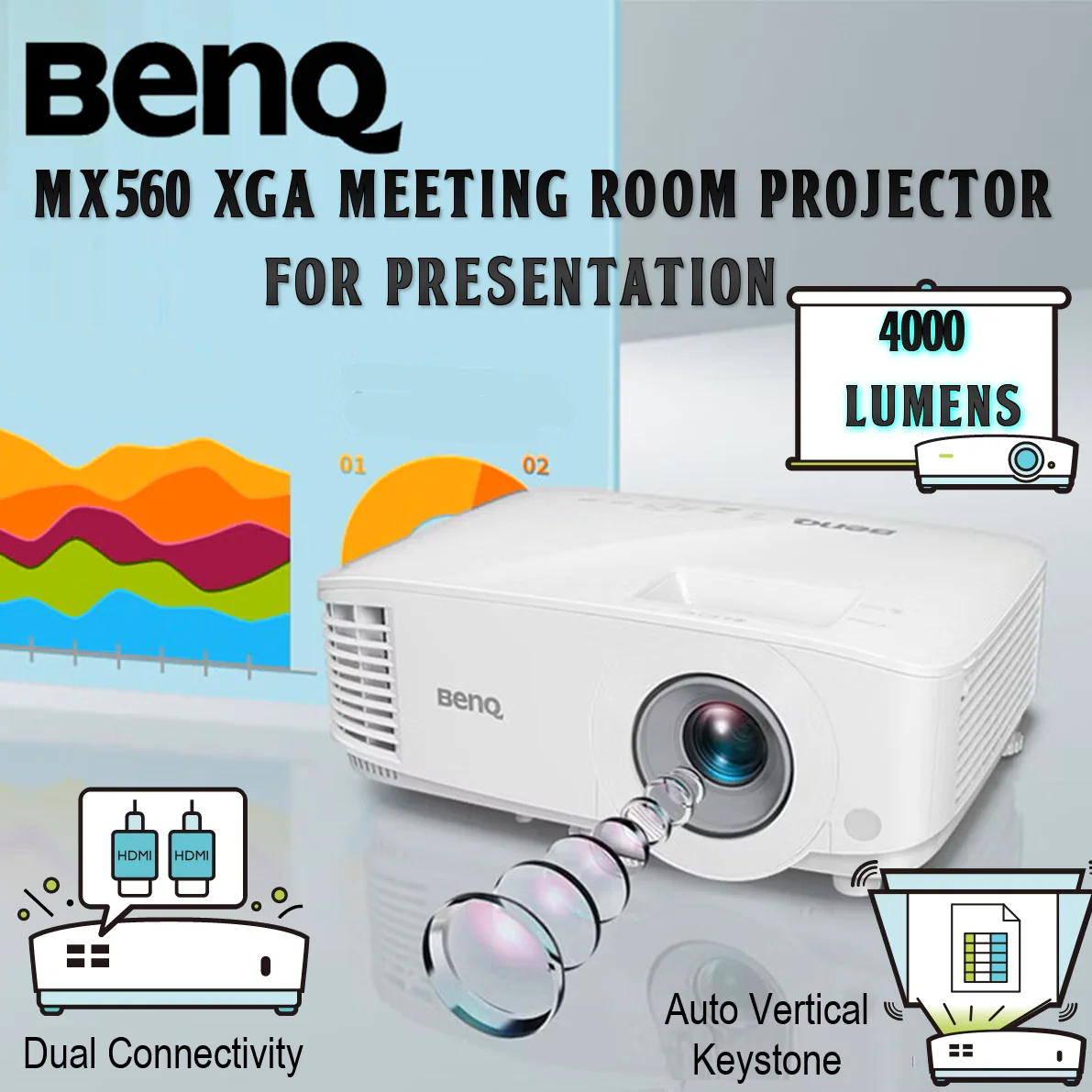 finest-crystal-glasses-9 PROJ-BENQ-MX560 PROJECTOR BENQ MX560 XGA 4000 LUMENS BenQ MX560 XGA Meeting Room Projector With 4000 ANSI Lumens, 20000:1 Contrast Ratio, HDMI Dual Input, Auto Keystone, SmartEco Mode, Anti-Dust Sensor, 15,000-Hour Lamp Life