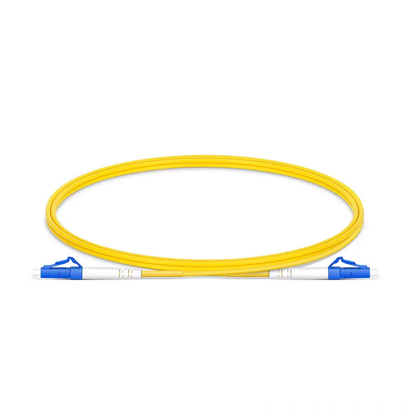 3-meter single-mode duplex fiber optic patch cable with LC to LC connectors, 3.0mm PVC jacket, low insertion loss ≤0.3 dB, and return loss 54.2 dB – ideal for telecom & data centers.