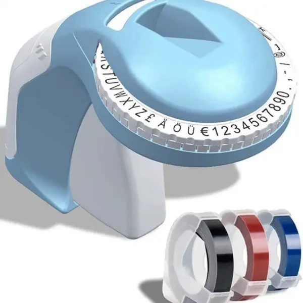 TPL 9mm Blue Embossing Label Tape – Durable, Self-Adhesive Labeling Roll for Manual Embossing Label Makers – Waterproof, Tear-Resistant & Long-Lasting Print