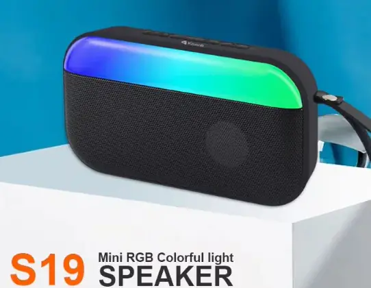 KISONLI S19 RGB Wireless Bluetooth Speaker – 5W Bass Sound, 1200mAh Battery, LED Light, AUX/USB/FM, BT 5.0+EDR, Memory Card Slot, Portable for Outdoor, PC, Phone