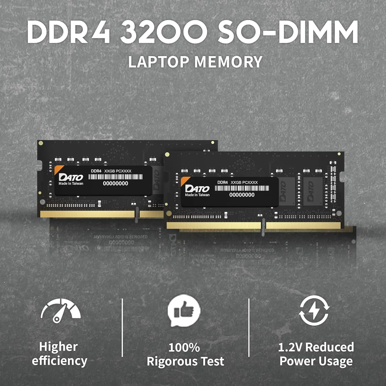 81hvAcXoAGL._AC_SL1500_ DATO 16GB DDR4 3200MHz Laptop RAM | CL22 | 1.2V Low Voltage | SODIMM | DT16G4DS32 | Compatible with 2666/2400/2133MHz - Image 1