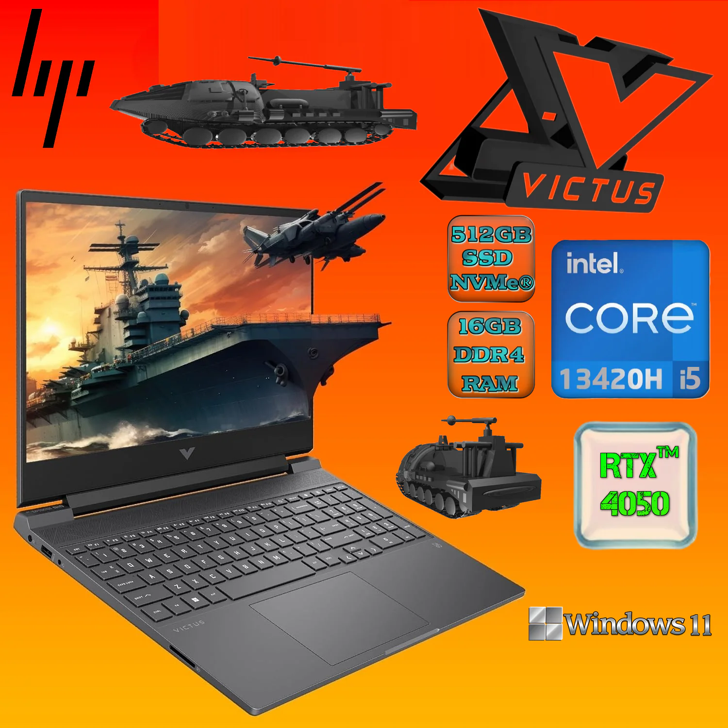 HP Victus 15-fa2701wm Gaming Laptop B8LN4UA#ABA HP VICTUS 15-FA2701WM I5-13420H DDR4 16GB / 512GB / 15.6" / FHD / 4050,6GB / WIN11