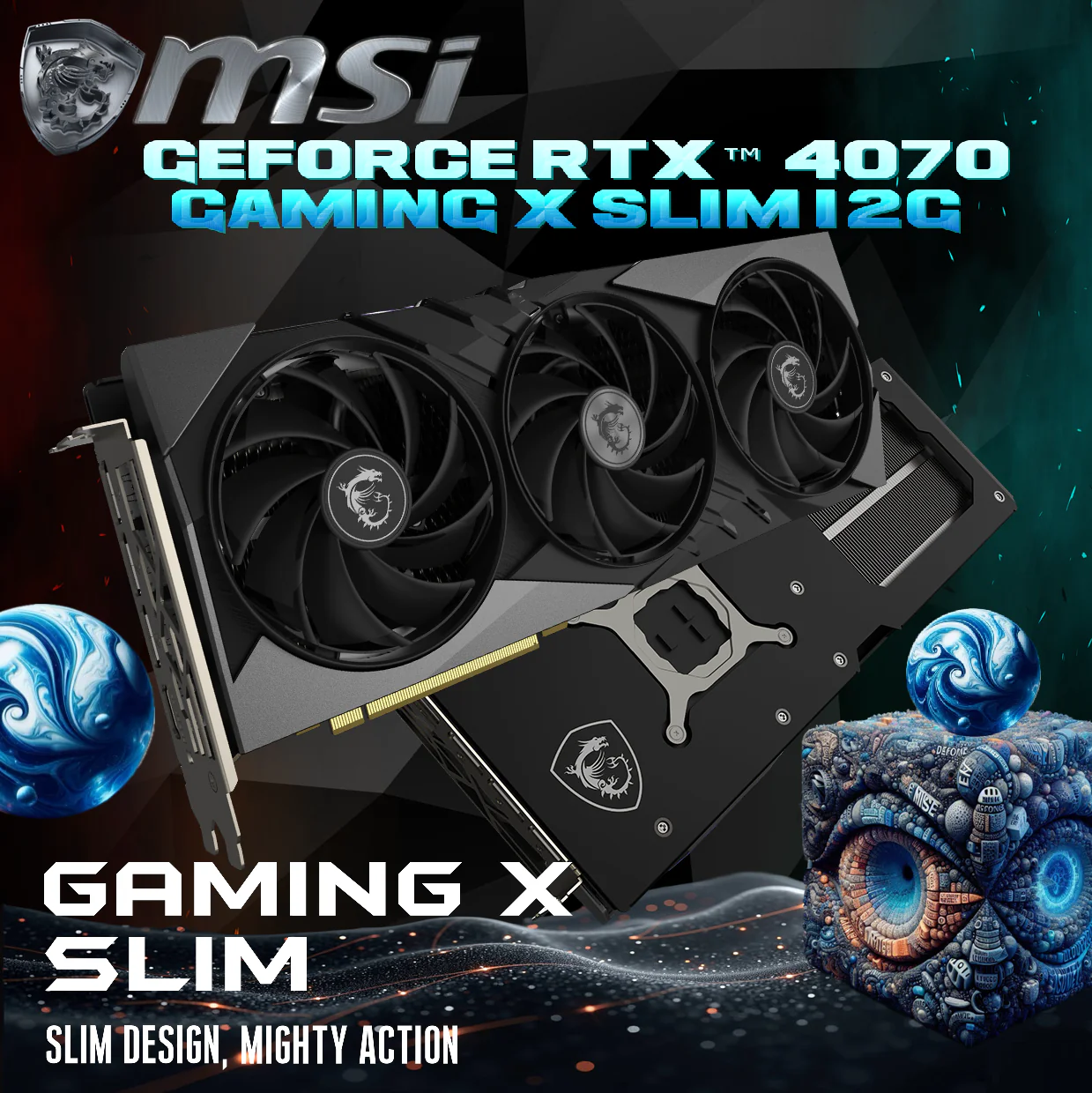 MSI GeForce RTX™ 4070 GAMING X SLIM 12G 912-V513-631 MSI GEFORCE RTX 4070 SUPER 12G GAMING X SLIM MSI RTX 4070 Gaming X Slim 12G 192-Bit GPU 12GB GDRR6X  HDMI/DP Nvlink TORX Fan 4.0 Ada Lovelace Architecture Graphics Card | 1 YEAR WARRANTY