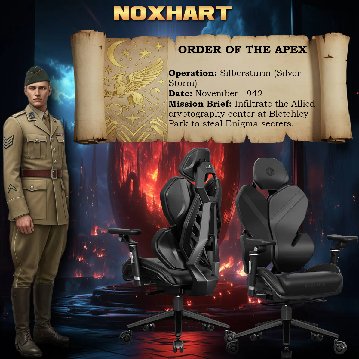 AP6-2025-FULLBLACK APEX SEAT NoxHart  IMITATION CASHMERE & LEATHER GAMING CHAIR FULL BLACK APEX SEAT NoxHar  Gaming Chair With 5D Chrome Armrests, Weight-Activated Recline, Customizable Multi-Tilt & Height , PU Casters, Matte Aluminum Base, Cashmere Leather Finish | Full Black AP6-2025
