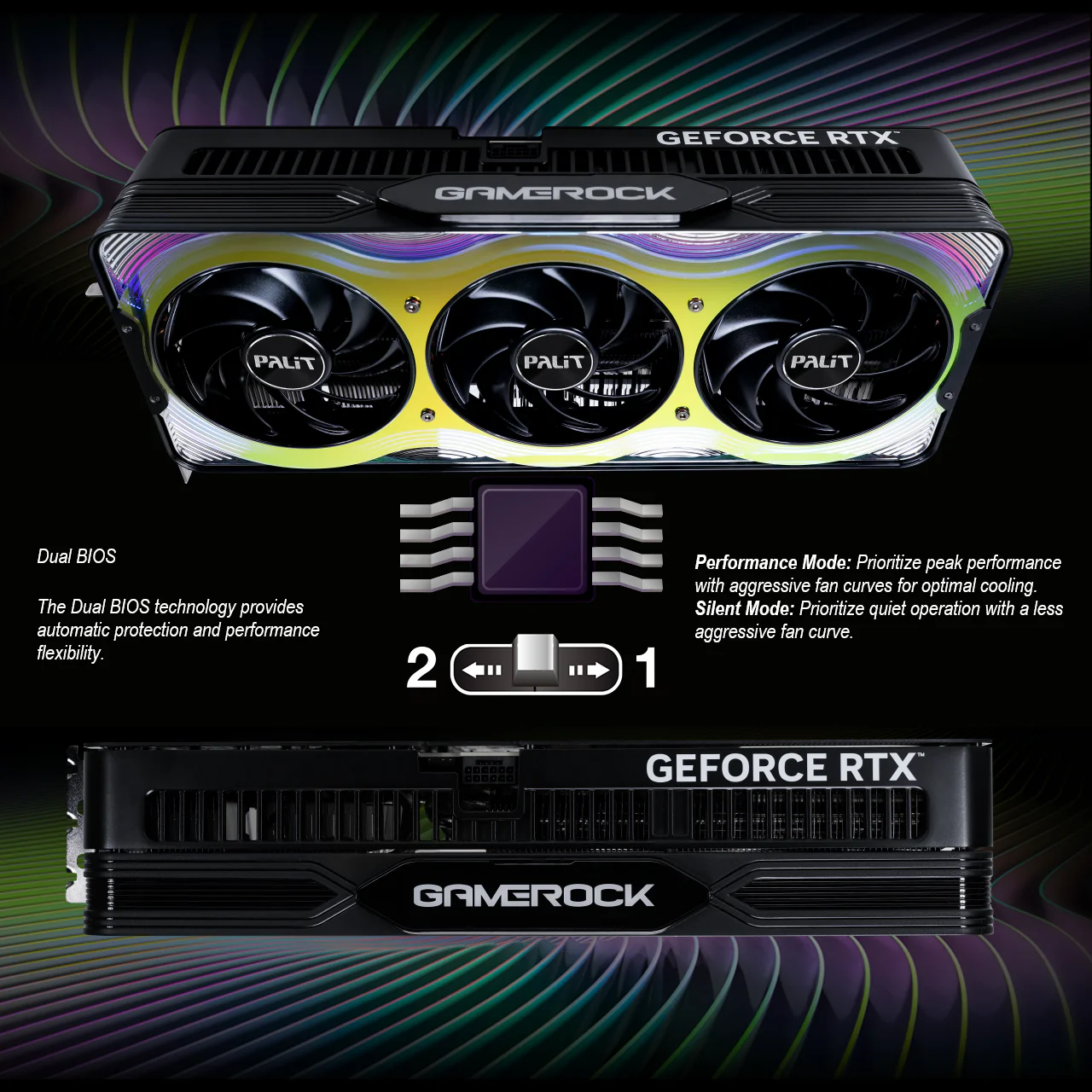 PALIT GeForce RTX™ 5080 GameRock OC-sdhghf4372457- NE75080T19T2-GB2030G PALIT GAMEROCK RTX 5080 OC 16GB 3XFANS Palit GeForce RTX 5080 GameRock OC 16GB GDDR7 With DLSS 4, ARGB Sync Evo, Vapor Chamber, TurboFan 4.0, PCIe 5.0, 2730 MHz Boost Clock & AI Ray Tracing Technologies