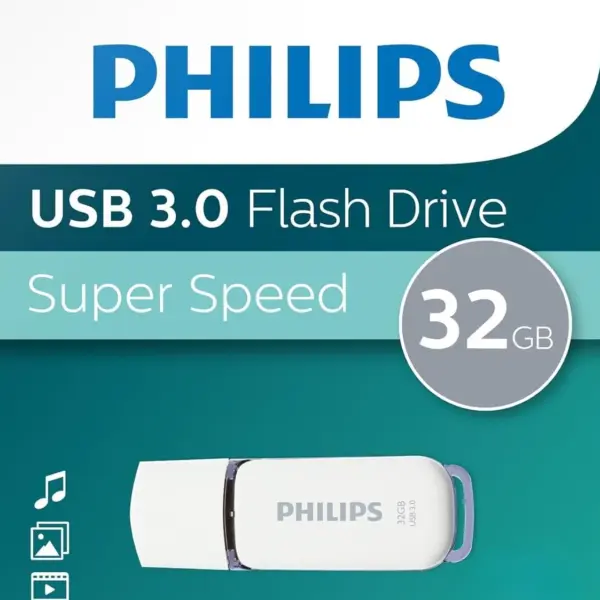 FM32FD75B/97 USB PHILIPS 32GB 3.0 SNOW WHITE PHILIPS 32GB USB Flash Drive With USB 3.0, LED Activity Light, Plug-And-Play, Trendy Snow Edition Design, Multi-OS Support, High-Speed File Transfers | FM32FD75B/97