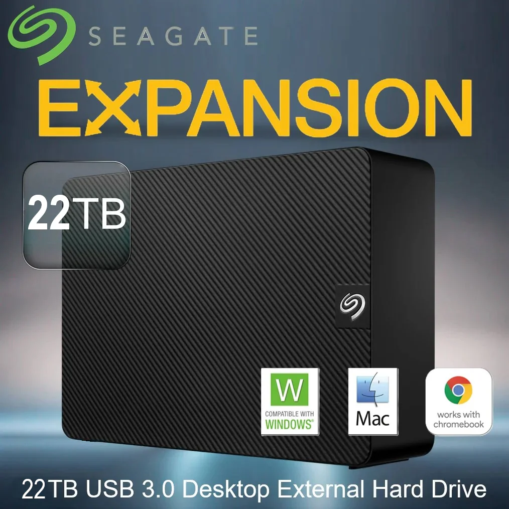 STKP22000400 SEAGATE EXPANSION 22TB EXTERNAL HDD Seagate Expansion 22TB USB 3.0 Desktop External Hard Drive With Plug-And-Play Setup, Drag-And-Drop File Saving, Windows & macOS Compatibility, Rescue Data Recovery