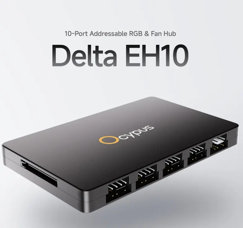 Screenshot 2025-07-11 150532 OCYPUS Delta EH10 ARGB Fan Hub Controller – Supports 10x 4-Pin PWM Fans + 10x 3-Pin ARGB, Magnetic Mount, SATA Power, Smart Safety, M/B Sync, Black - Image 1